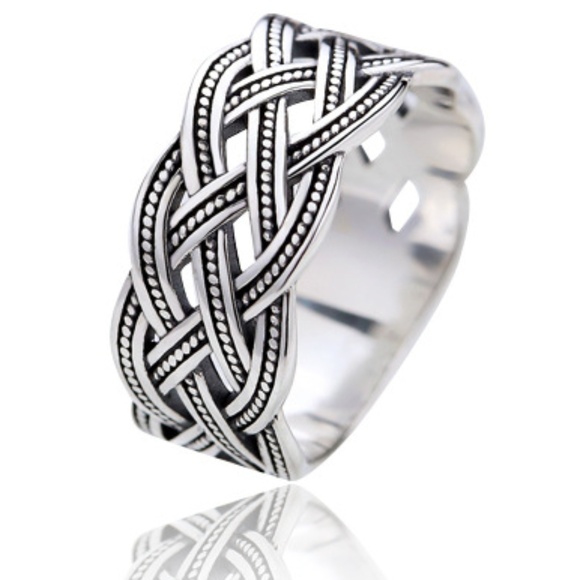 Love Is Real Couture Jewelry - 925 Sterling Silver Antiqued Braided Ring